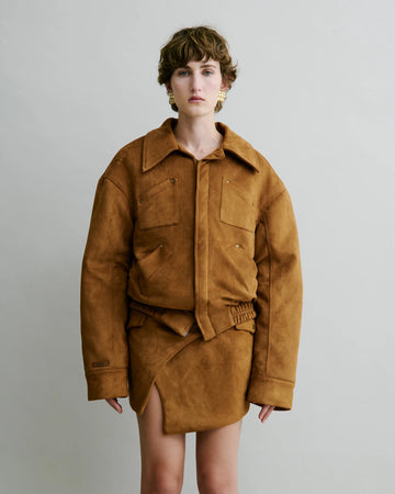 Padded Faux Suede Bomber