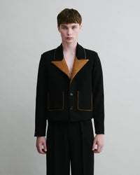 Cropped Blazer with Suede Accents