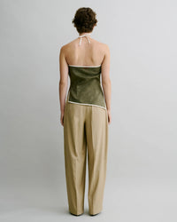 Faux Suede Halter Top (Olive)