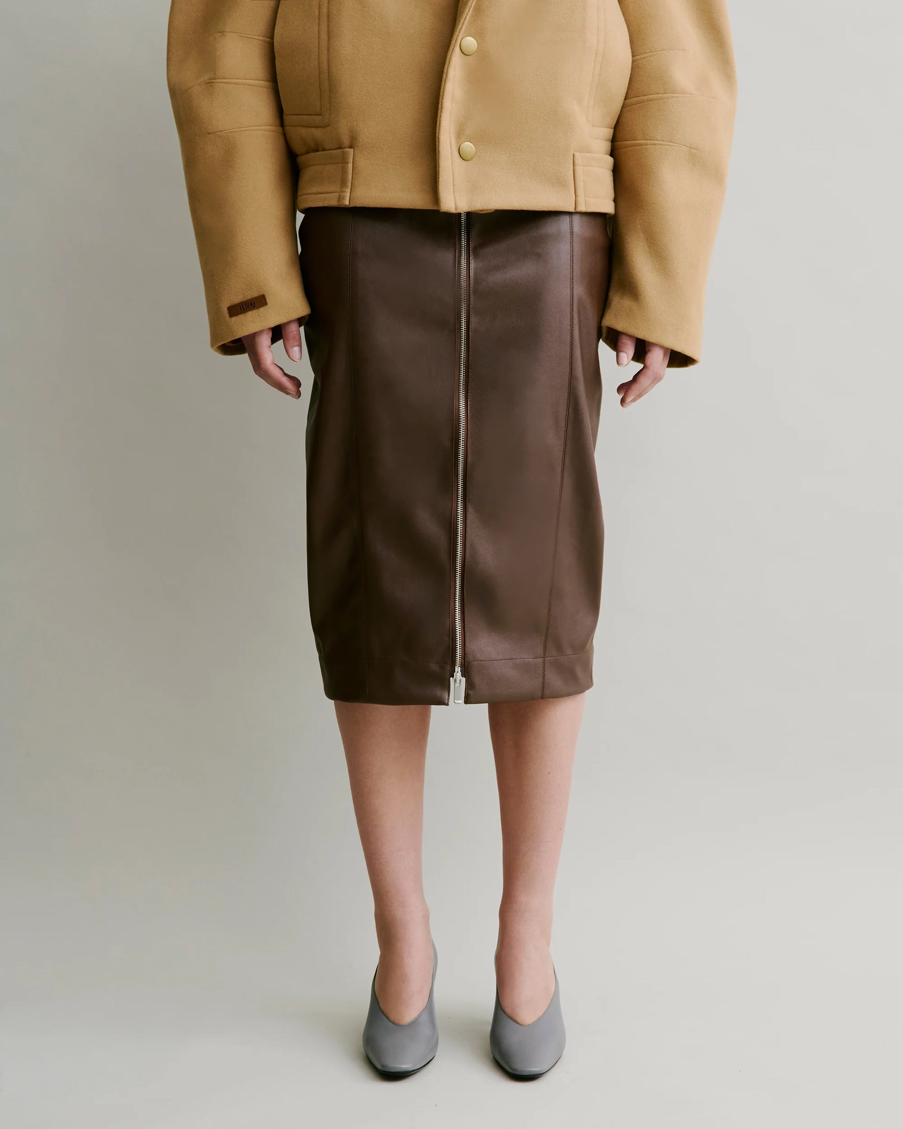 Panelled Midi in Faux Leather