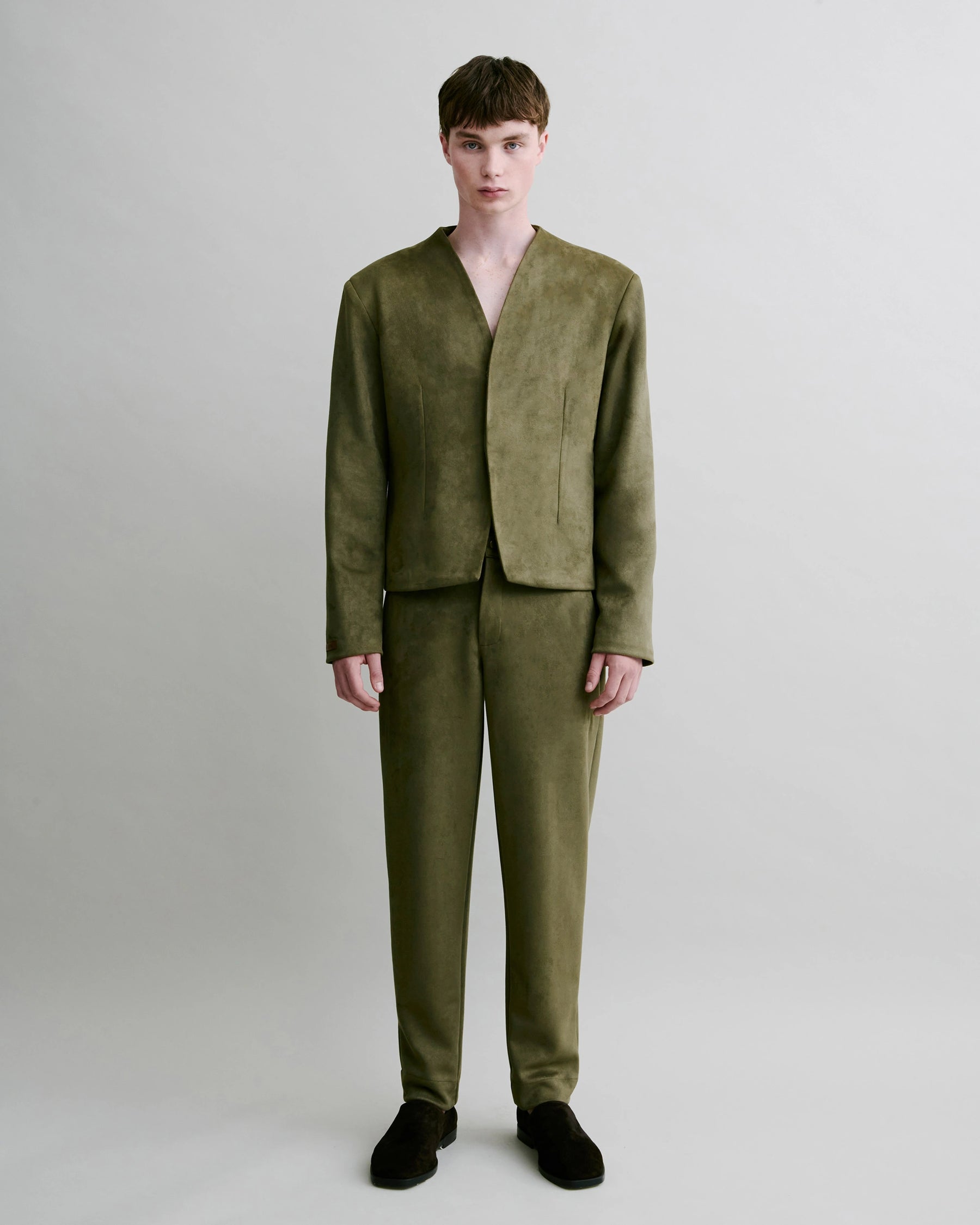 Clean Cut Blazer in Faux Suede