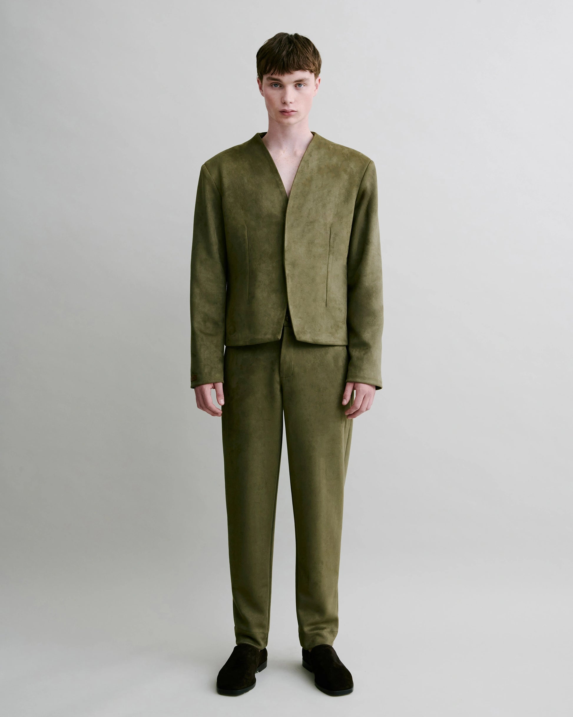 Clean Cut Blazer in Faux Suede