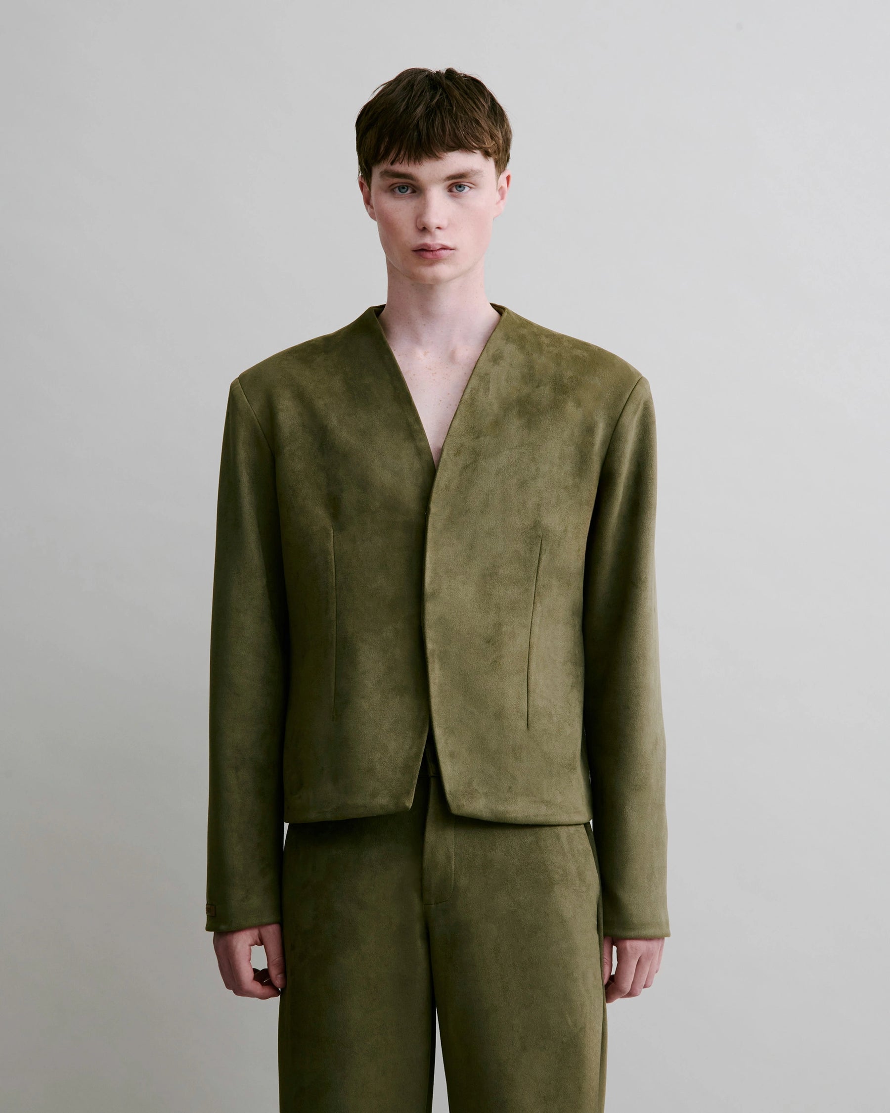 Clean Cut Blazer in Faux Suede