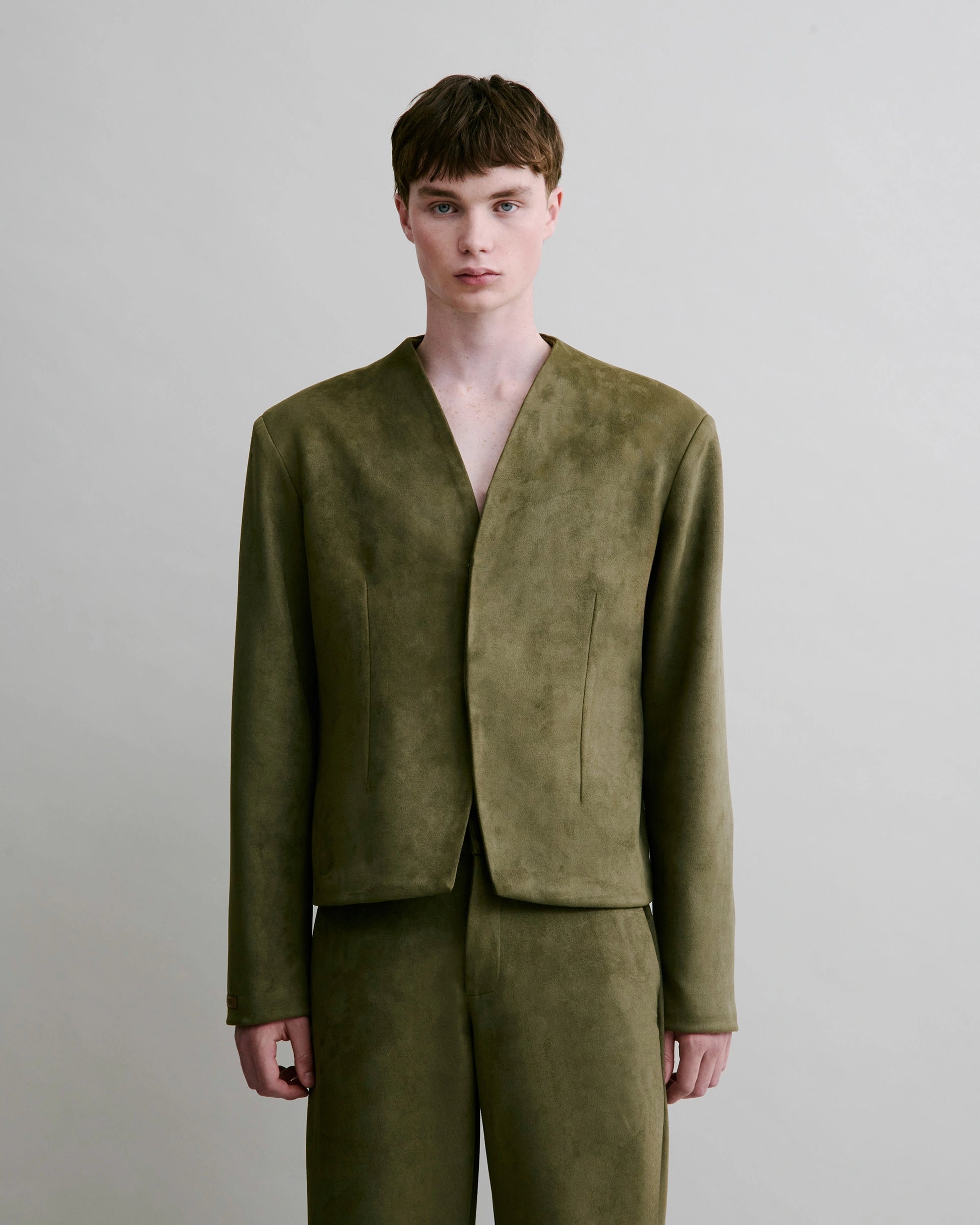 Clean Cut Blazer in Faux Suede