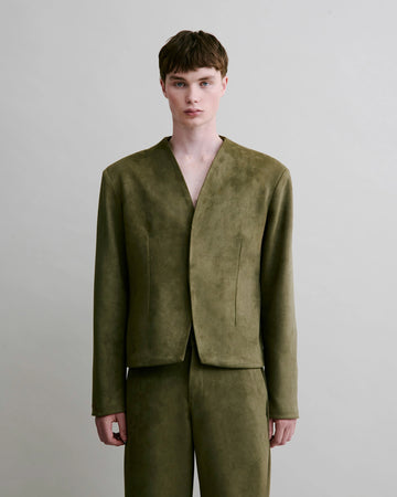 Clean Cut Blazer in Faux Suede