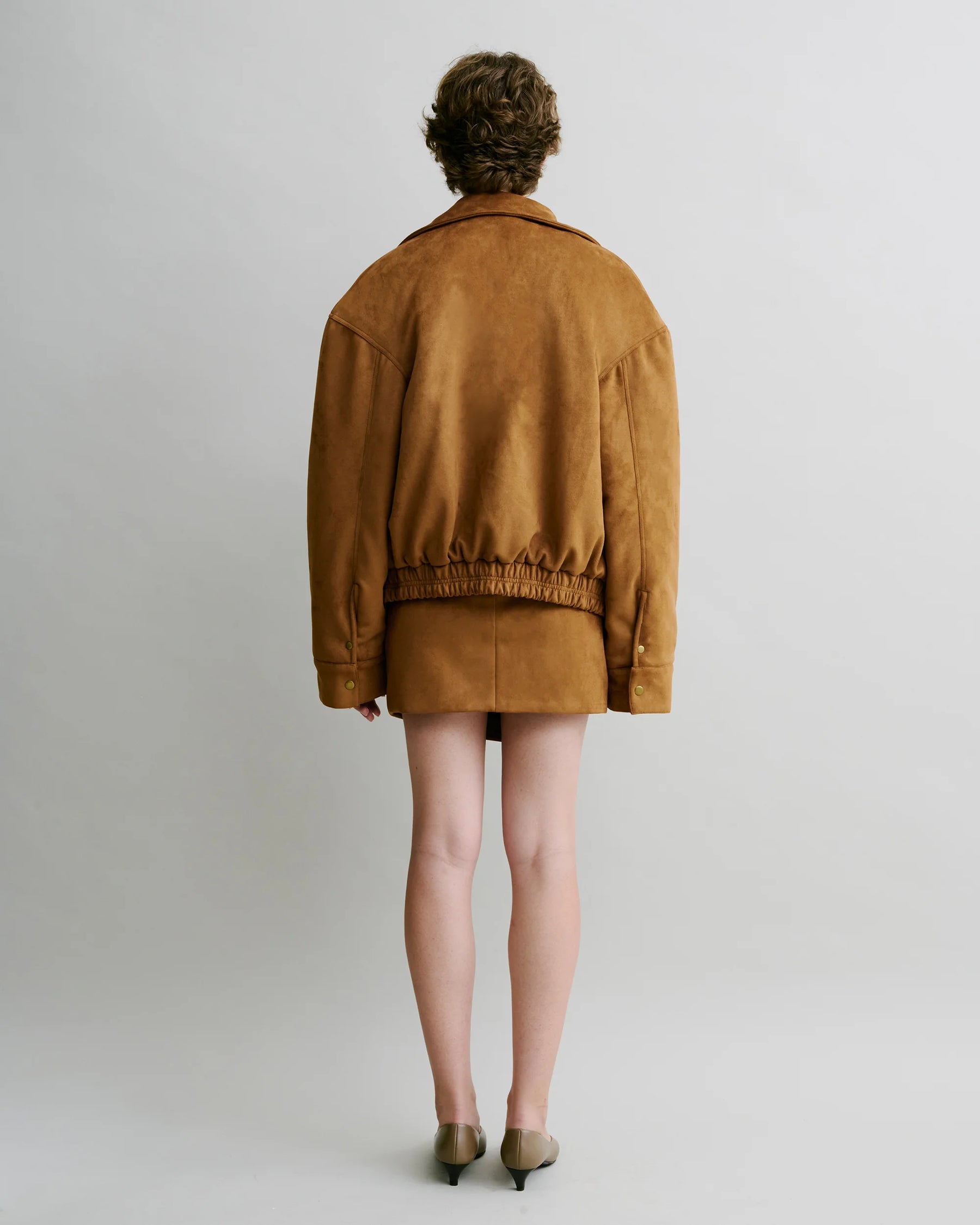 Padded Faux Suede Bomber