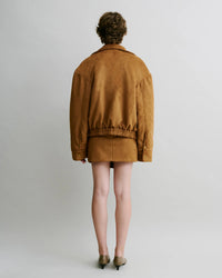 Padded Faux Suede Bomber