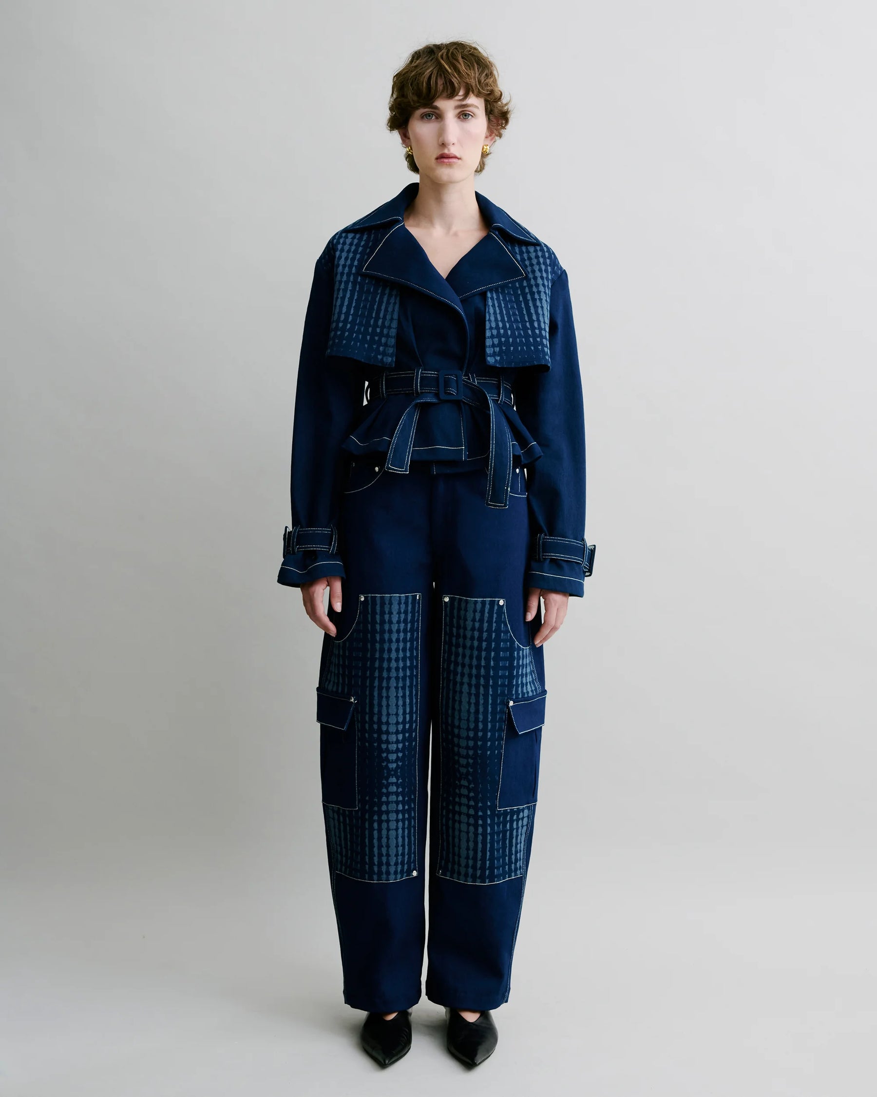 Graphic Peplum Trench